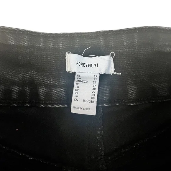 Forever 21 Black High Waist Denim Shorts with Double Button Closure | Size 27 - Picture 5 of 5